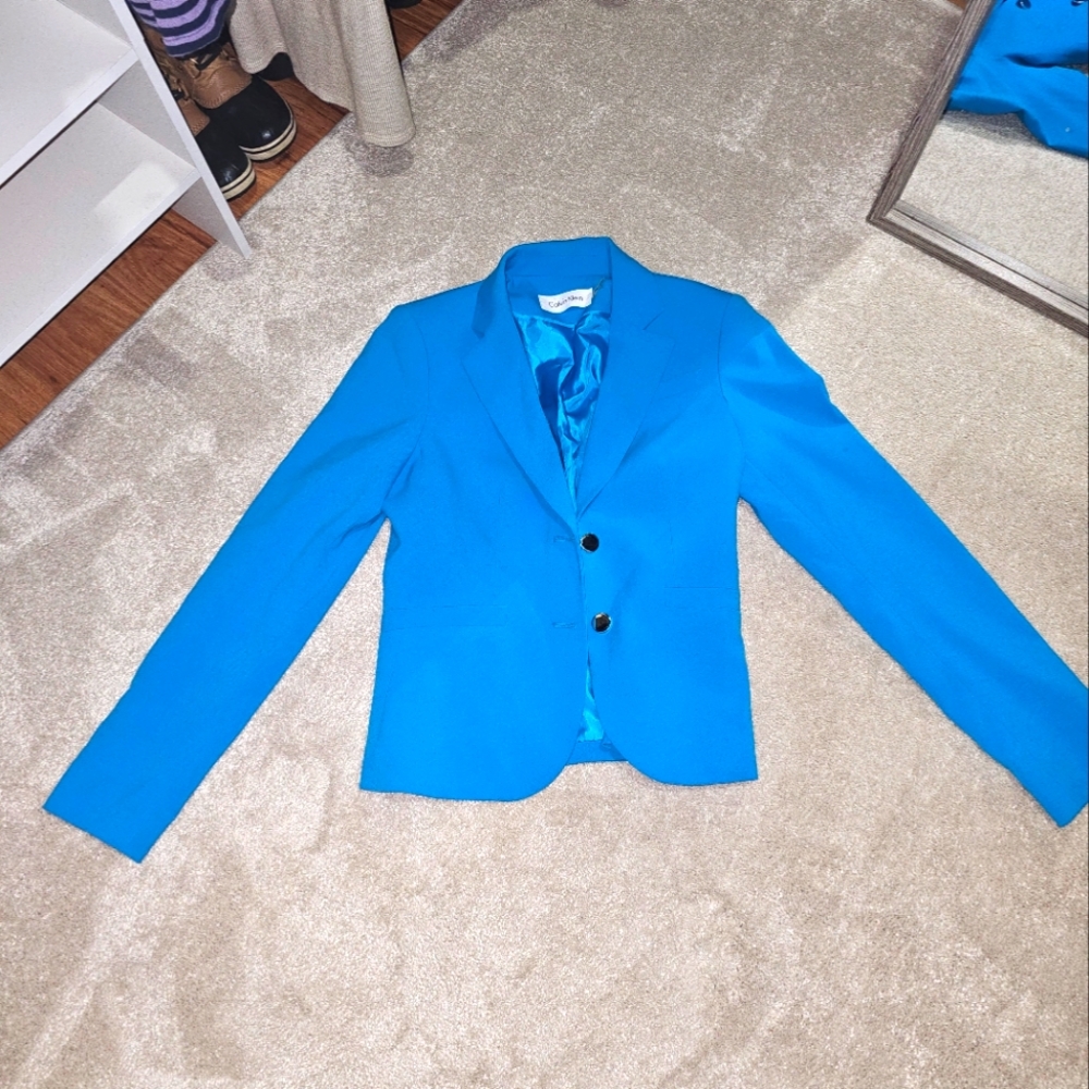 CALVIN KLEIN BLUE TWO BUTTON BLAZER - SUIT SEPARATES - SIZE 0